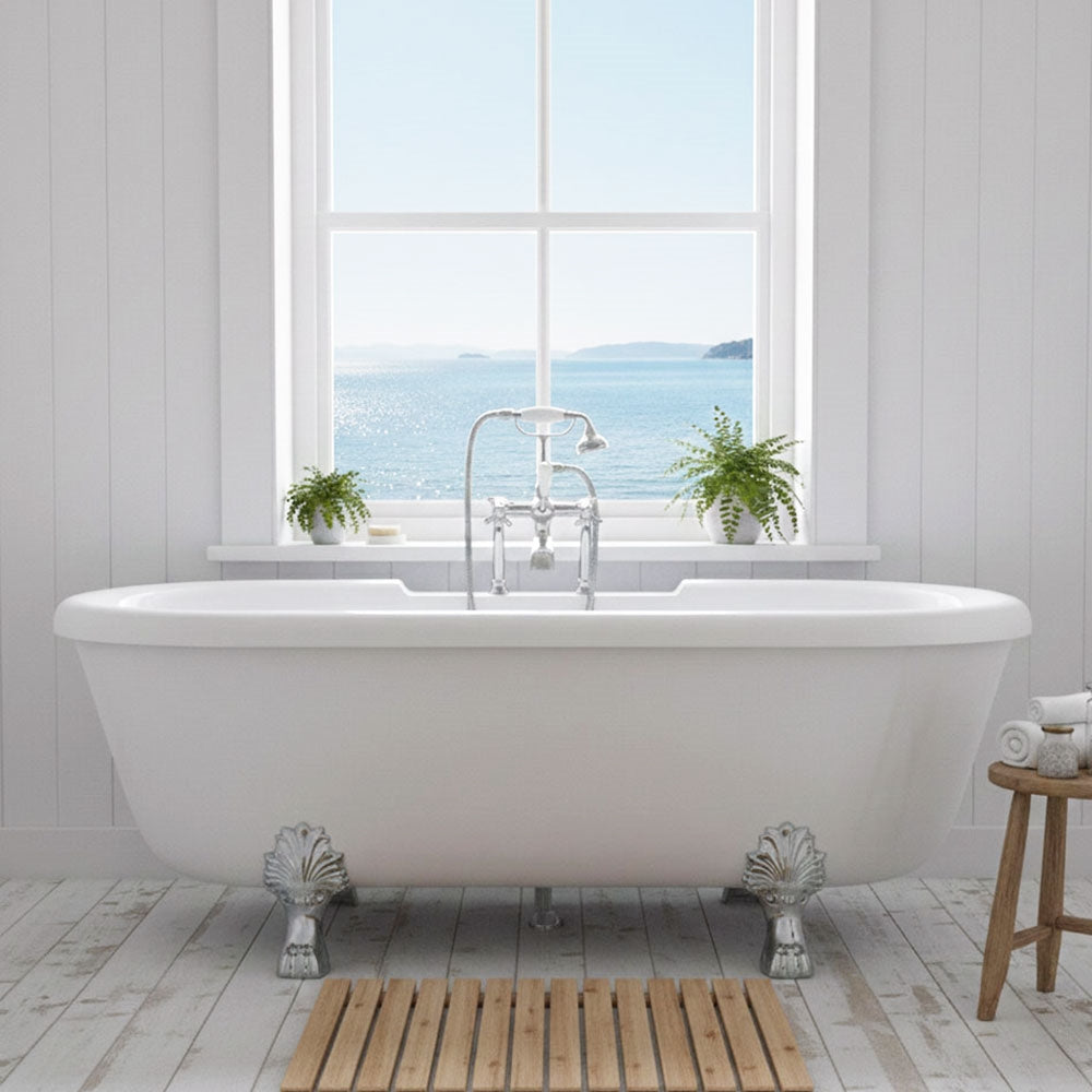 “SanSiro SS69W” 69 Inch “Water Jetted” Double Ended Clawfoot Tub Package