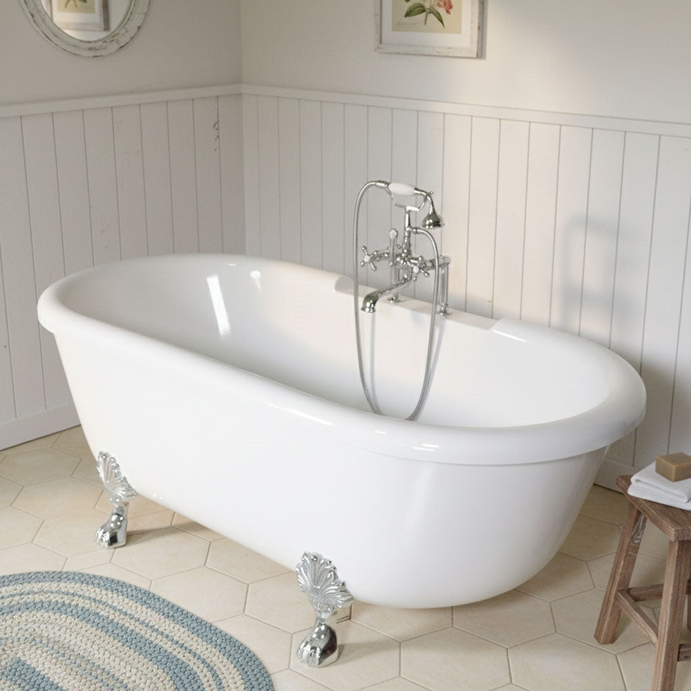 “SanSiro SS69W” 69 Inch “Water Jetted” Double Ended Clawfoot Tub Package