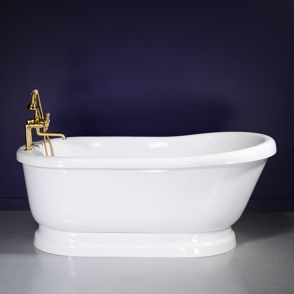 “SanSiro SSPD67W” 67 Inch “Water Jetted” Single Slipper Pedestal Tub Package