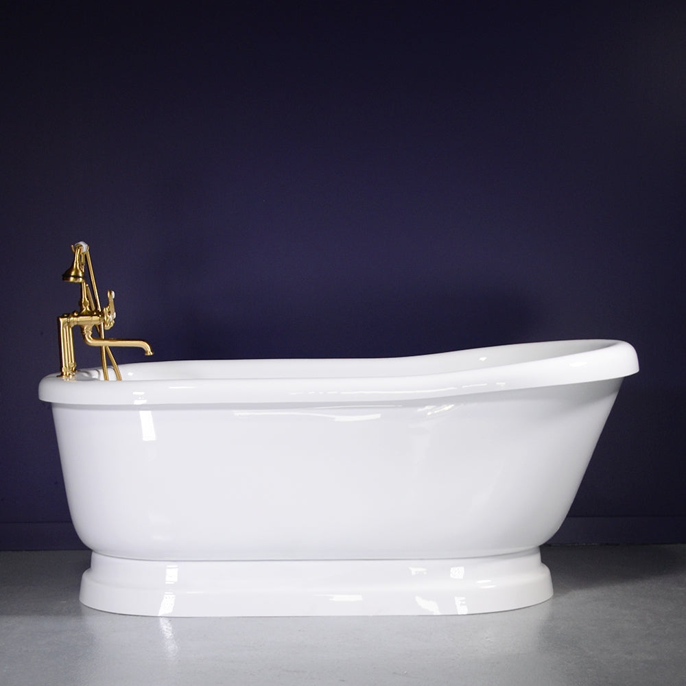 “SanSiro SSPD67W” 67 Inch “Water Jetted” Single Slipper Pedestal Tub Package