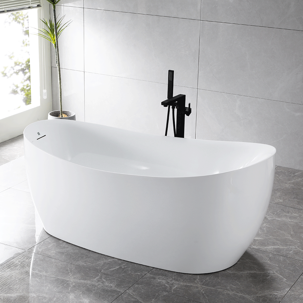 “SanSiro Antium 59ESpa Heated Air Jetted plus Heated Water” 59" x 32" End Drain Freestanding Acrylic Bathtub