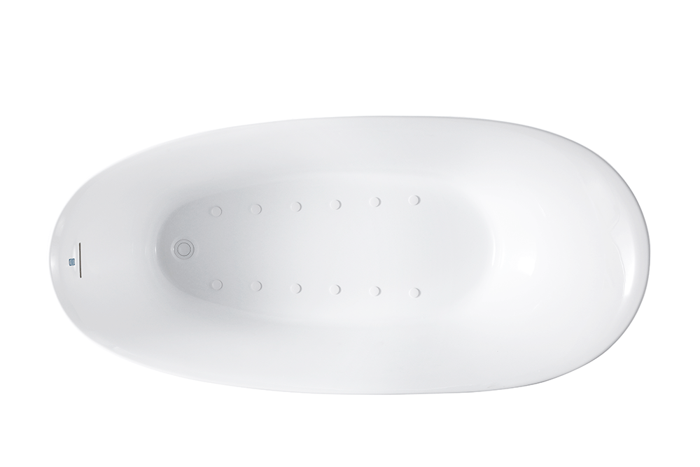 “SanSiro Antium 59EAirSpa Heated Air Jetted plus Heated Water” 59" x 32" End Drain Freestanding Tub