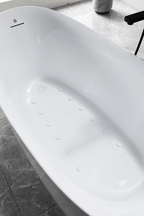 “SanSiro Antium 59EAirSpa Heated Air Jetted plus Heated Water” 59" x 32" End Drain Freestanding Tub