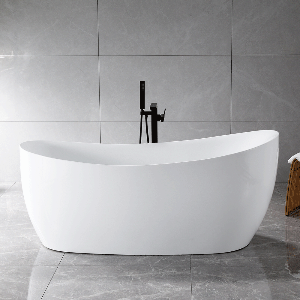 “SanSiro Spa-Soaker Antium67EWH” 67 x 32 inch End Drain Acrylic Freestanding Tub with Water Heater