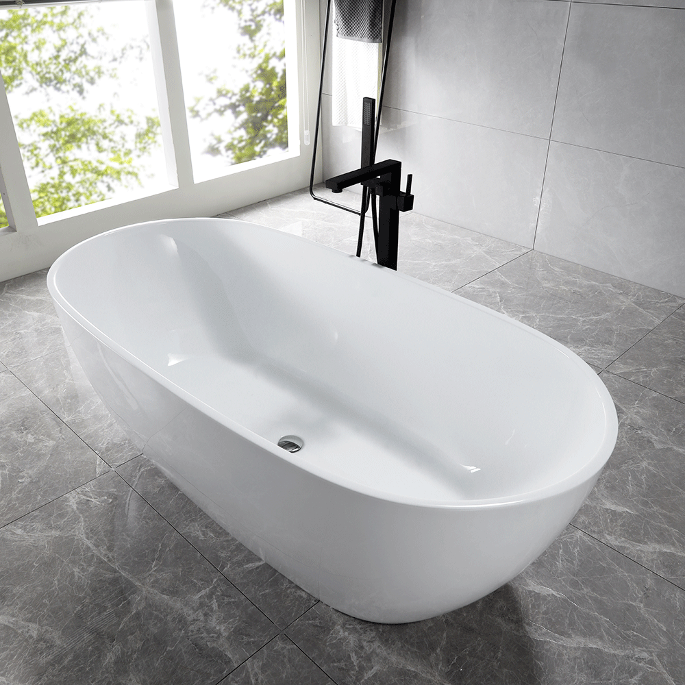 “SanSiro Aquino71C” 71 x 32 inch “Foam Insulated Cavity Walls” Acrylic Freestanding Bathtub