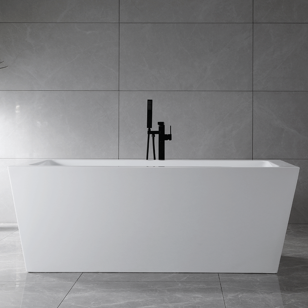 “SanSiro Asti59CWH” 59 x 34 inch Center Drain Acrylic Freestanding Tub with Water Heater