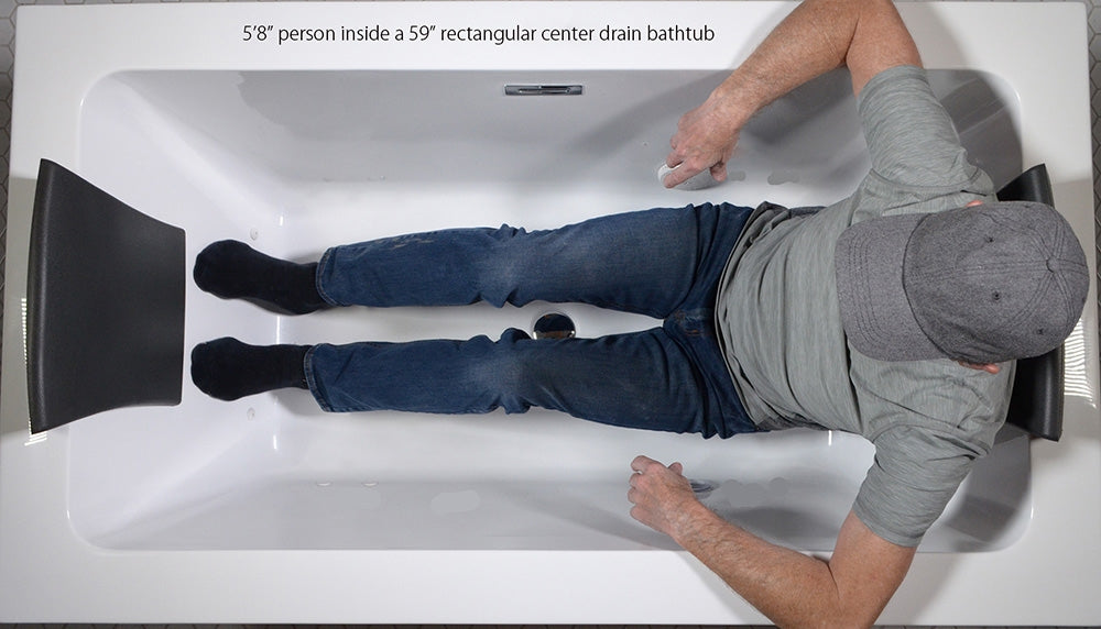 “SanSiro Asti59CWH” 59 x 34 inch Center Drain Acrylic Freestanding Tub with Water Heater