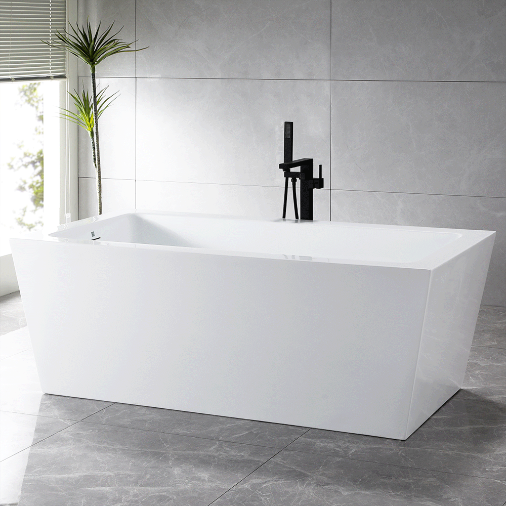 “SanSiro Asti 59AirEWH Heated Air Jetted plus Heated Water” 59 x 34 Inch End Drain Freestanding Acrylic Bathtub
