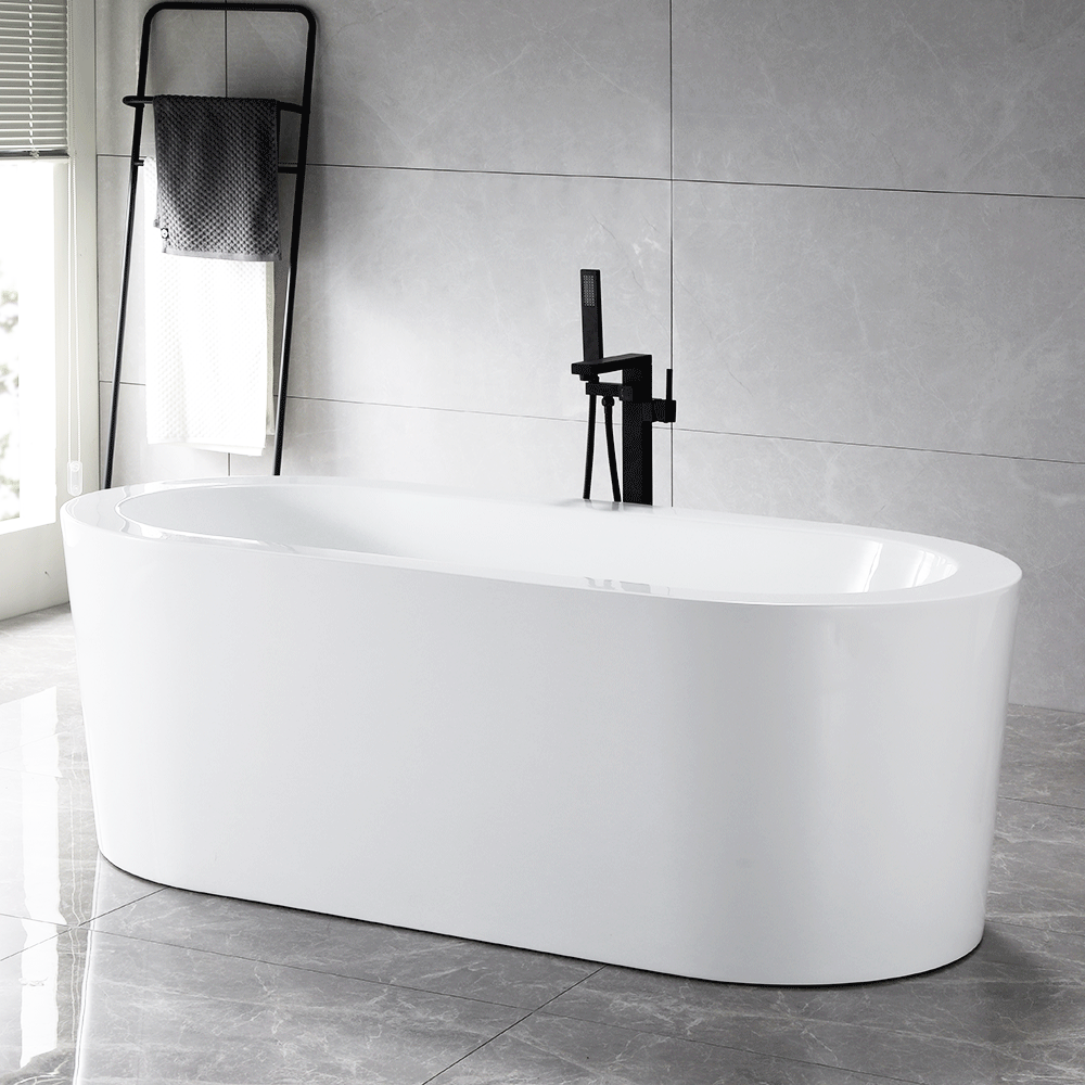 “SanSiro Spa-Soaker Augusta67CWH” 67 x 34 inch Center Drain Acrylic Freestanding Tub with Water Heater