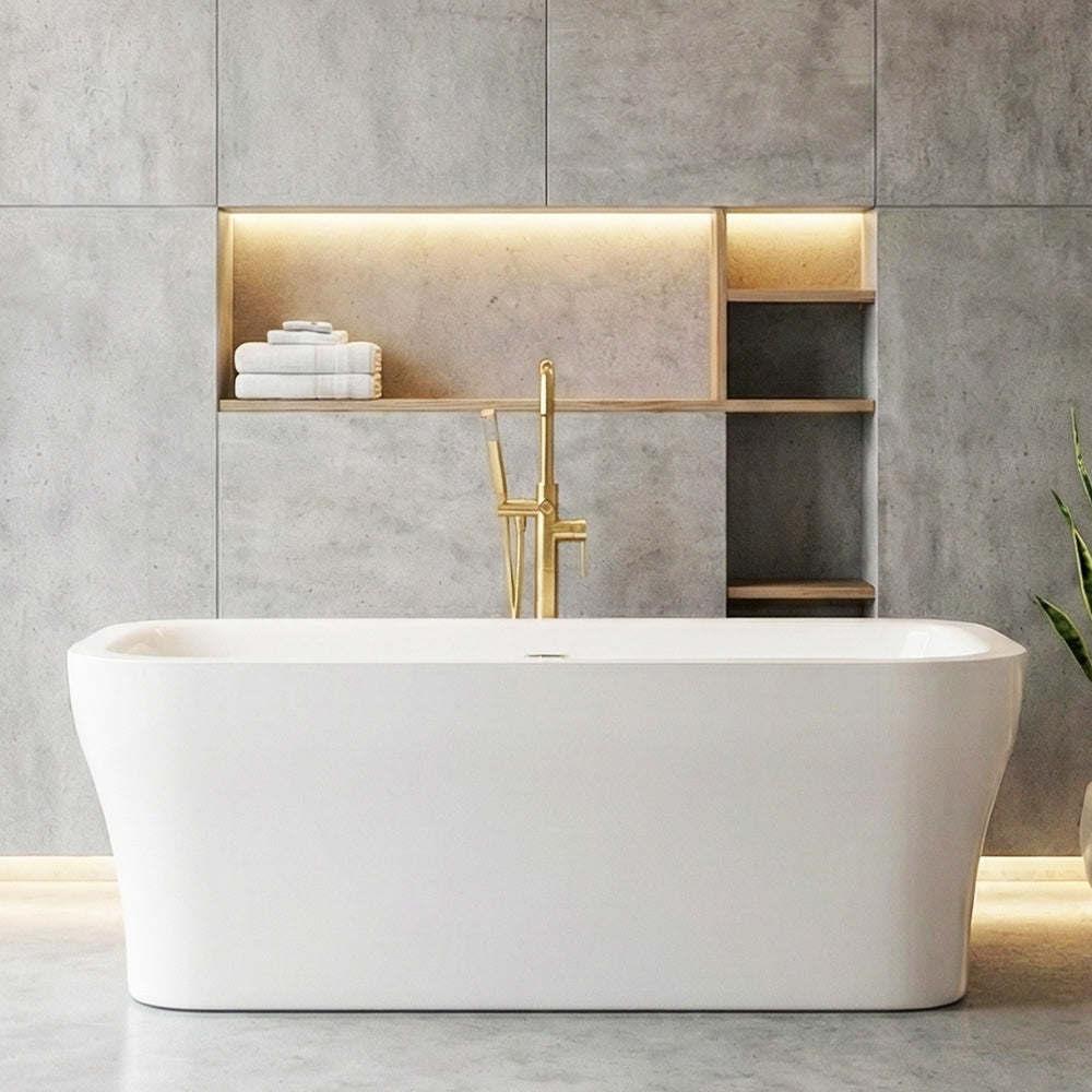 “SanSiro Eclipse67C” 67 x 35 inch “Foam Insulated Cavity Walls” Acrylic Freestanding Bathtub