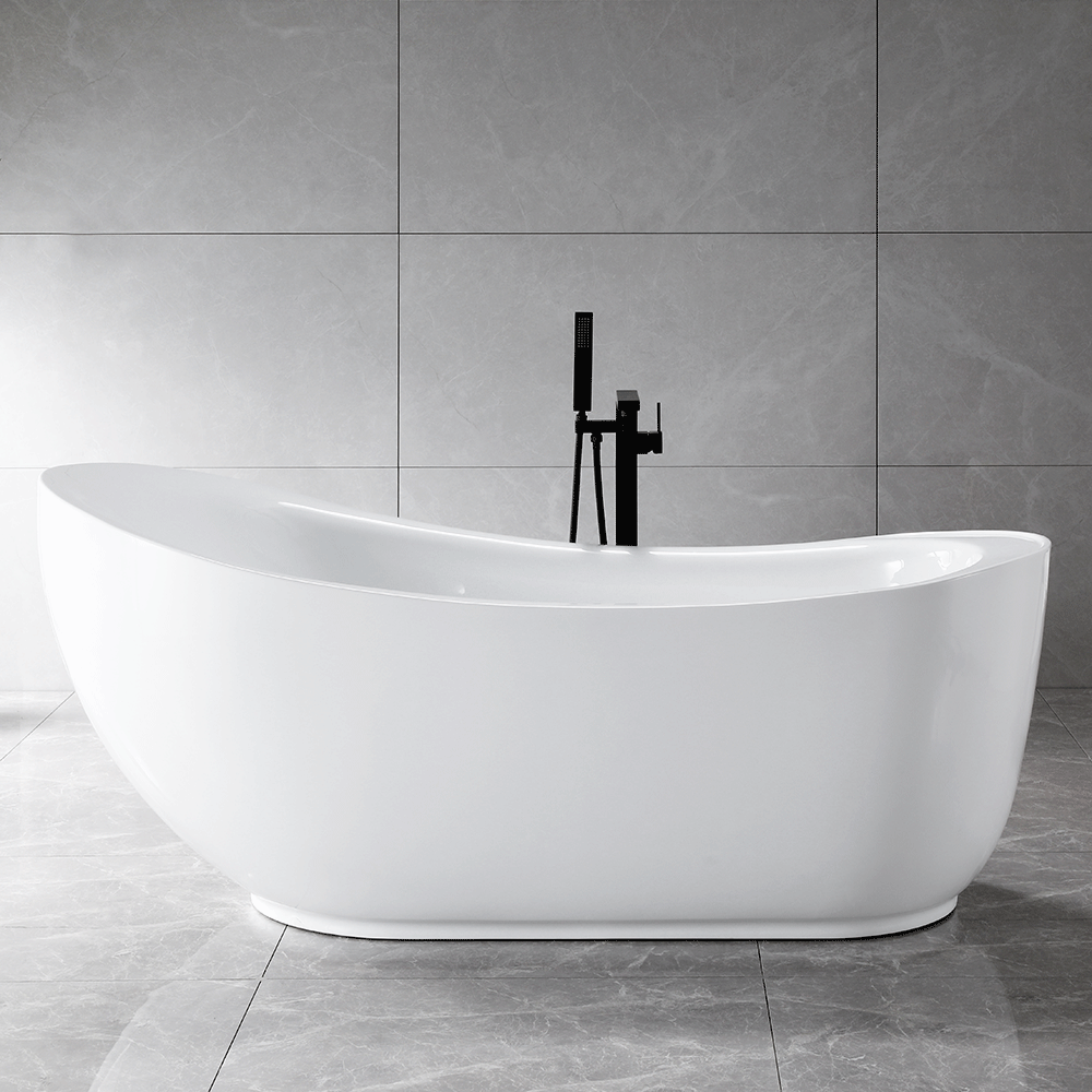“SanSiro Freestanding Non-Jetted Tub - Water Heated Feronia71EWH” 71 x 35 inch End Drain Acrylic