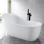“SanSiro Feronia71EWH Spa Soaker” 71" x 35" inch End Drain Acrylic Freestanding Tub plus Water Heater