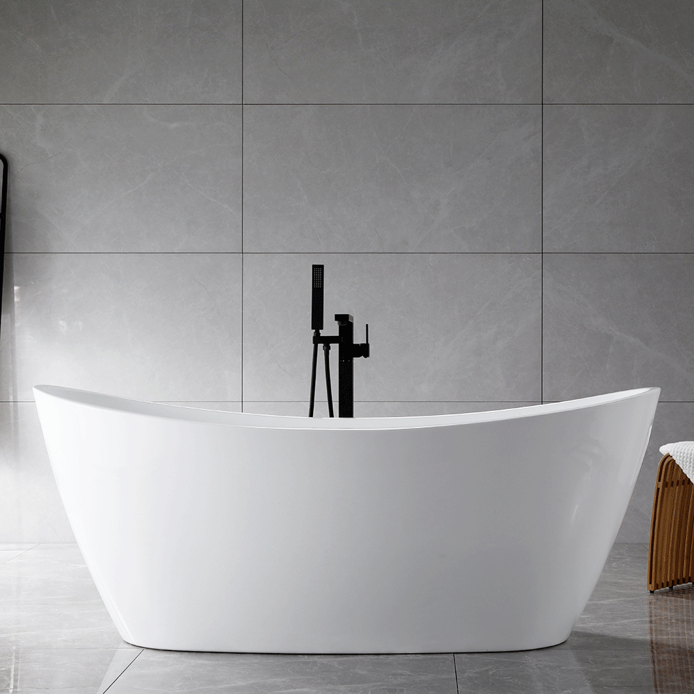 “SanSiro Genoa67C” 67 x 32 inch “Foam Insulated Cavity Walls” Acrylic Freestanding Bathtub