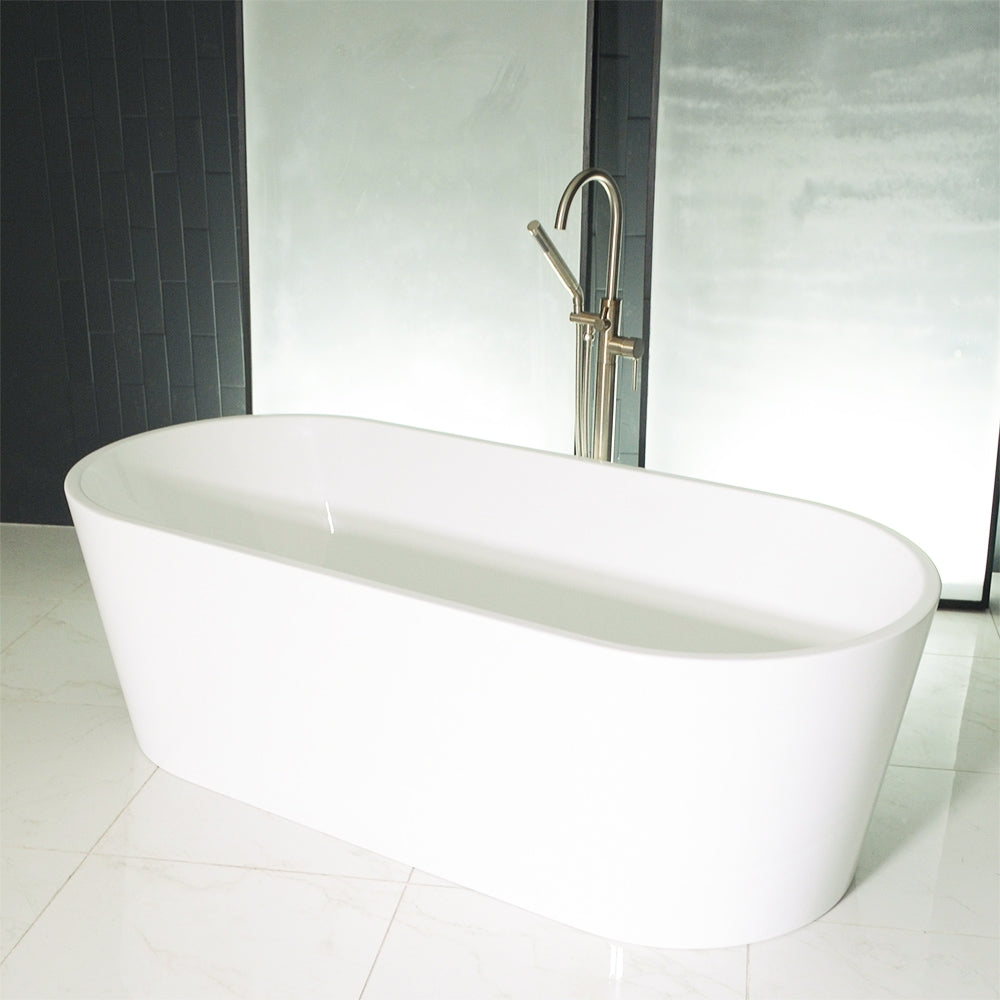 “SanSiro Napoli67CBAirSpa Heated Air Jetted plus Heated Water” 67" x 31.5" Center Back Drain Freestanding Acrylic Bathtub