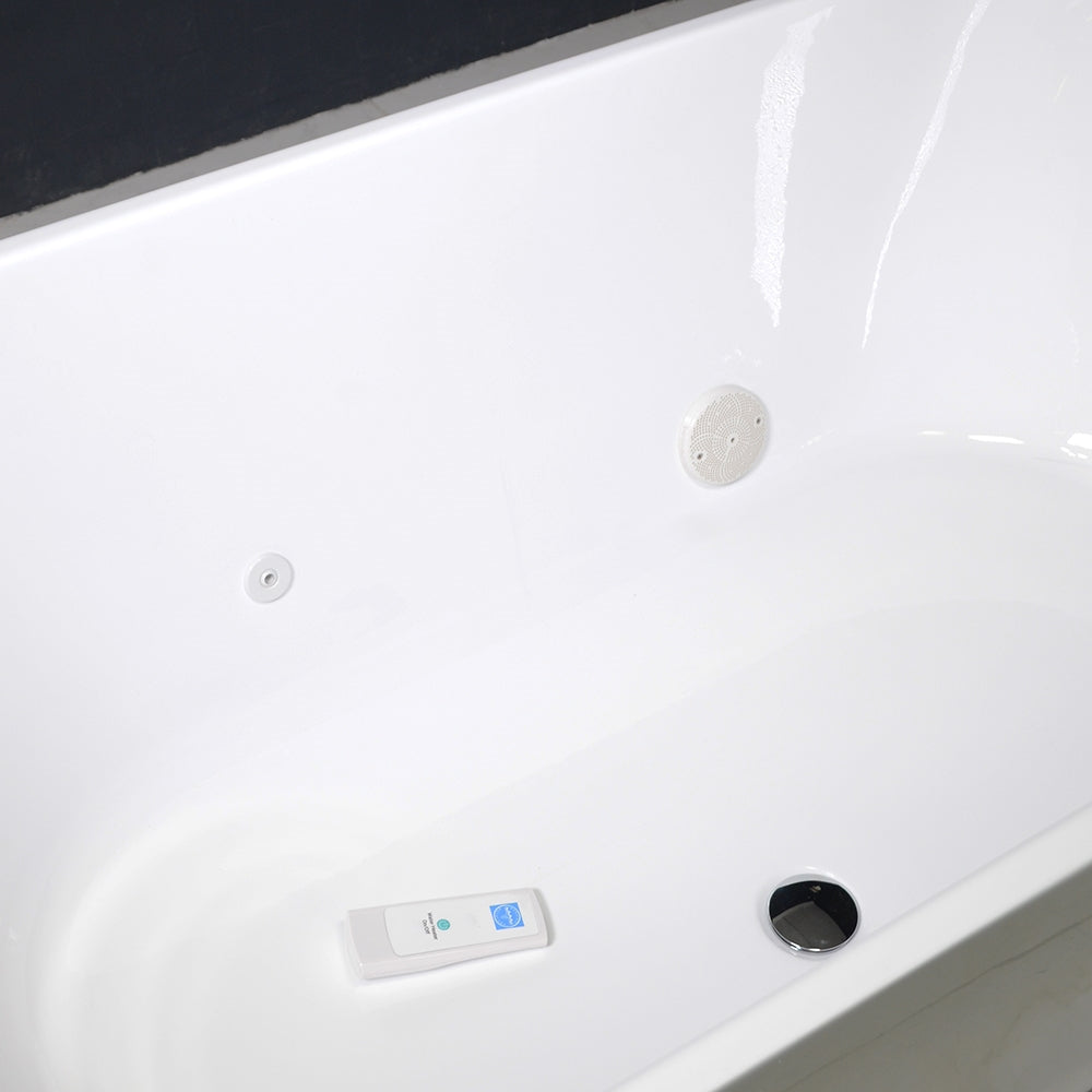 “SanSiro Non-Jetted Water Heated Napoli67CWH” 67 x 31.5 inch Center Back Drain Acrylic Freestanding Soaker Tub