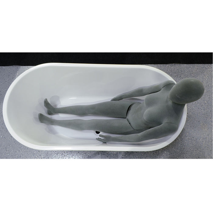 Body height comparison showing a person in 59" x 30" Air Jetted Tub “SanSiro Napoli 59CAJ” Reinforced Acrylic