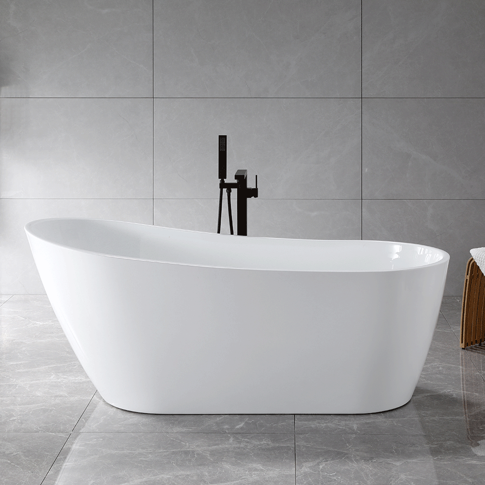 “SanSiro Roma59E” 59 x 29 inch Acrylic Freestanding Bathtub with Foam Insulation