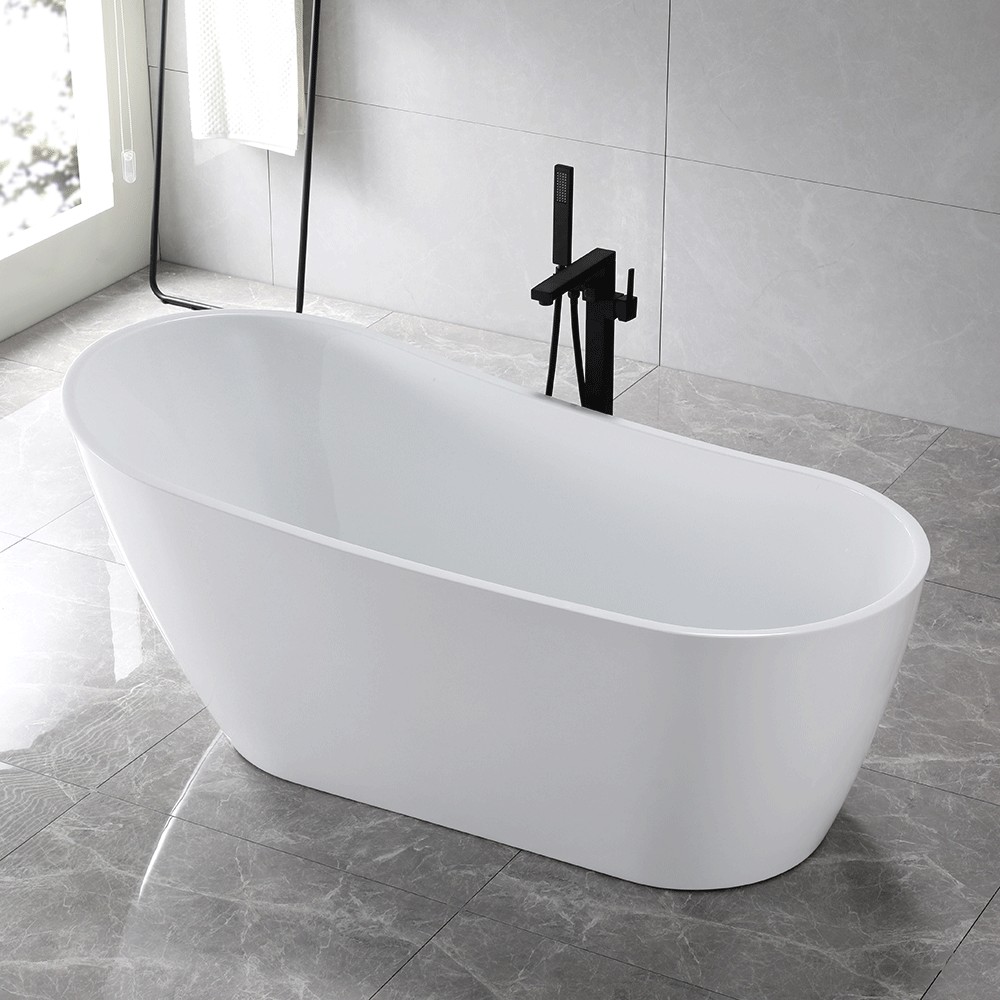 “SanSiro Roma67E” 67 x 32 inch Acrylic Freestanding Bathtub with Foam Insulation