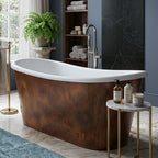 59" x 32" Copper Tub “SanSiro Toulon 59ASoak” Copper/CoreAcryl Hybrid in Dark Aged Copper Finish