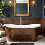 59" x 32" Copper Tub “SanSiro Toulon 59ASoak” Copper/CoreAcryl Hybrid in Dark Aged Copper Finish