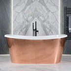 67" x 32" Copper Tub “SanSiro Toulon 67PCSoak” Copper/CoreAcryl Hybrid in Mirror Polished Copper Finish