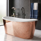 67" x 32" Copper Tub “SanSiro Toulon 67PCSoak” Copper/CoreAcryl Hybrid in Mirror Polished Copper Finish