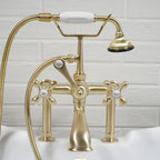 “Victoriana Deck Mounted Tub Faucet” in Brushed Brass