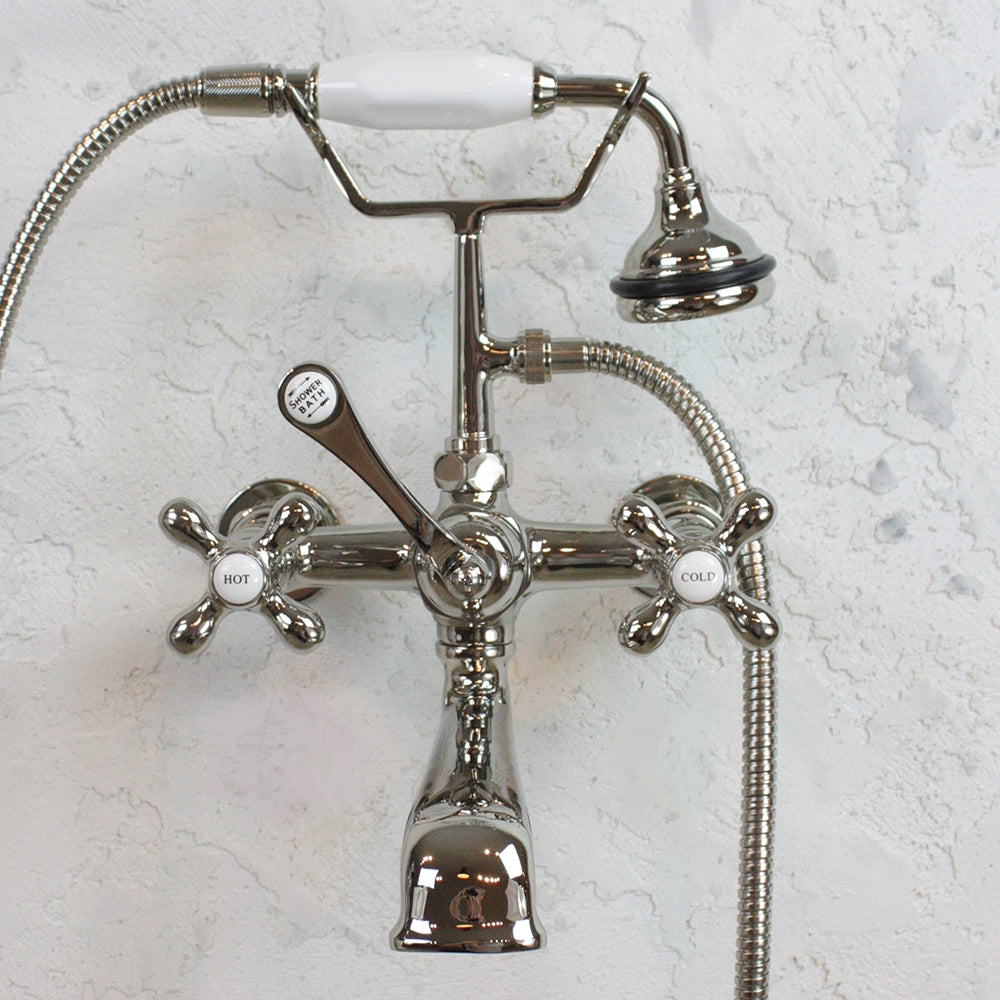 “Victoriana Wall Mount Tub Faucet” in Polished Nickel
