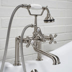 “Victoriana Deck Mounted Tub Faucet” in Brushed Nickel