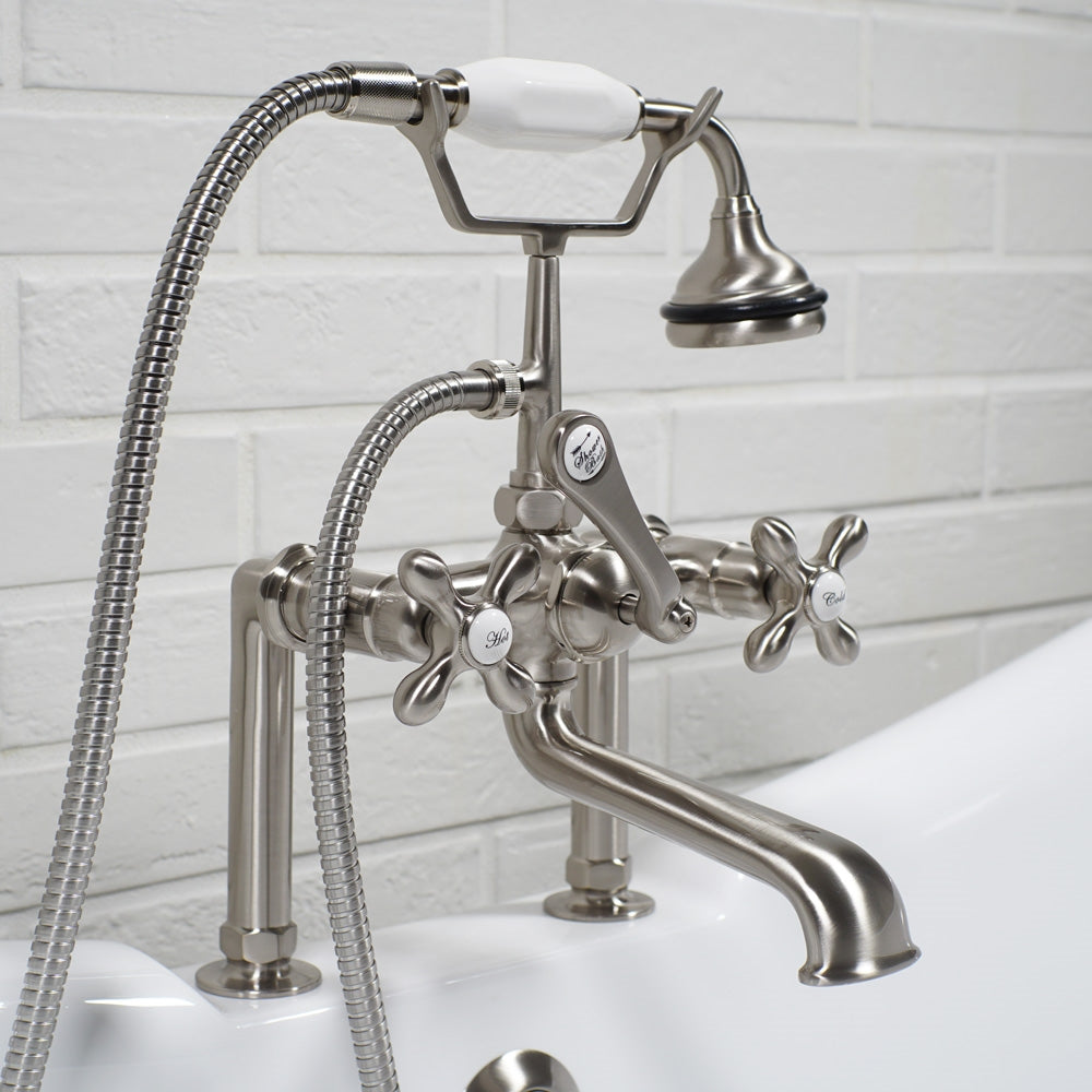 “Victoriana Deck Mounted Tub Faucet” in Brushed Nickel