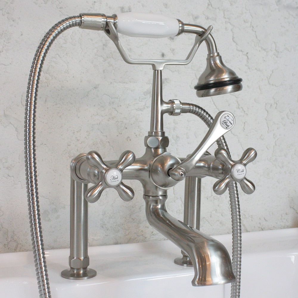 “Victoriana Deck Mounted Tub Faucet” in Brushed Nickel