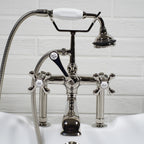 “Victoriana Deck Mount Tub Faucet” in Polished Nickel