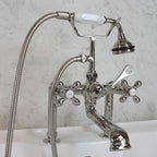 “Victoriana Deck Mount Tub Faucet” in Polished Nickel