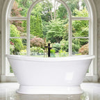 “67" Freestanding Air Jetted Pedestal Tub” SanSiro LuxWide VTABT67 French Bateau With Warmed Air