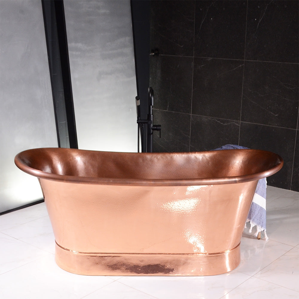 SanSiro Colmar 67HPCA, 67-inch air jetted copper tub with hammered and polished finish