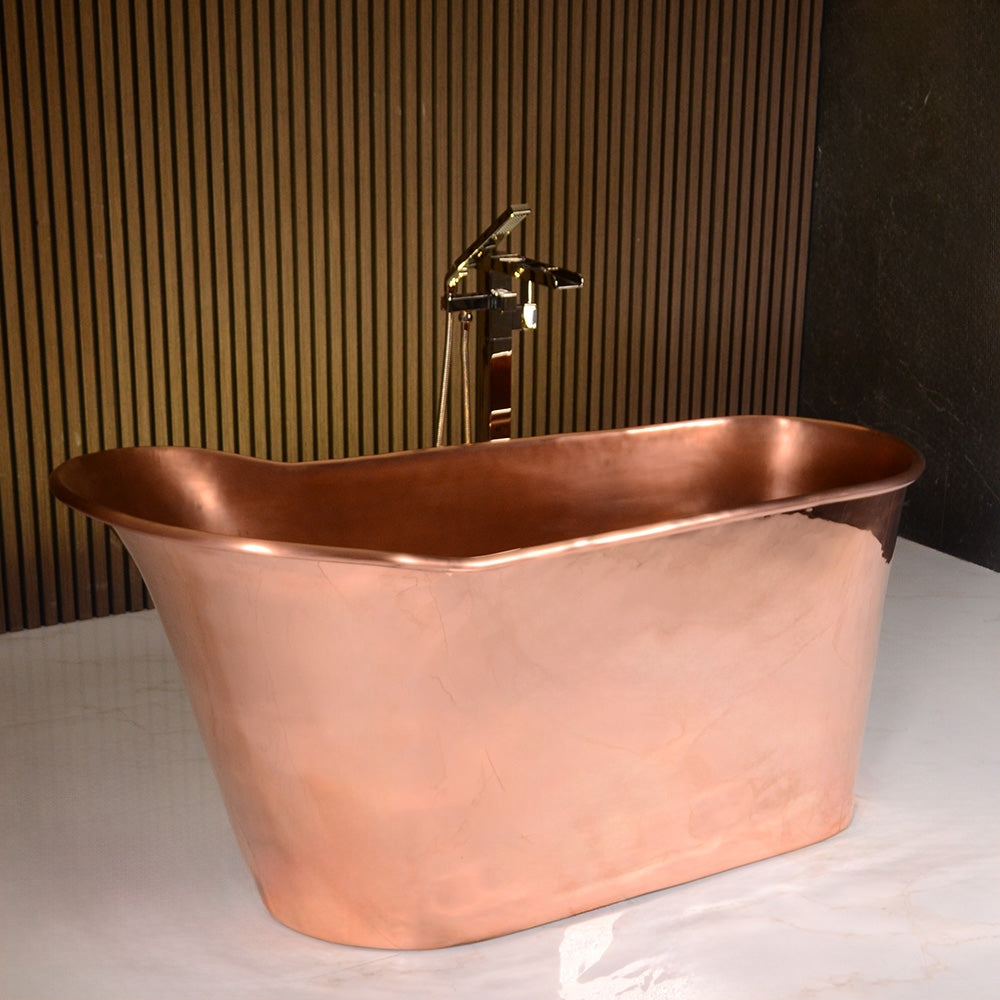 SanSiro Wild West 59PC-Air, 59-inch air jetted copper tub with mirror polished finish