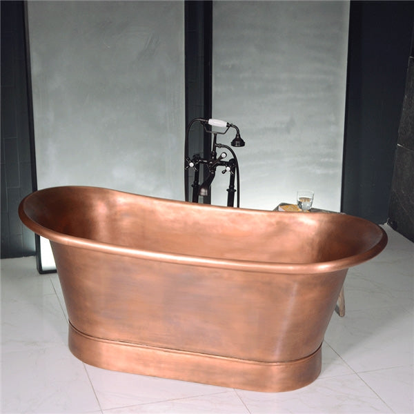 SanSiro Cognac 59LA, 59-inch copper tub with lightly aged finish