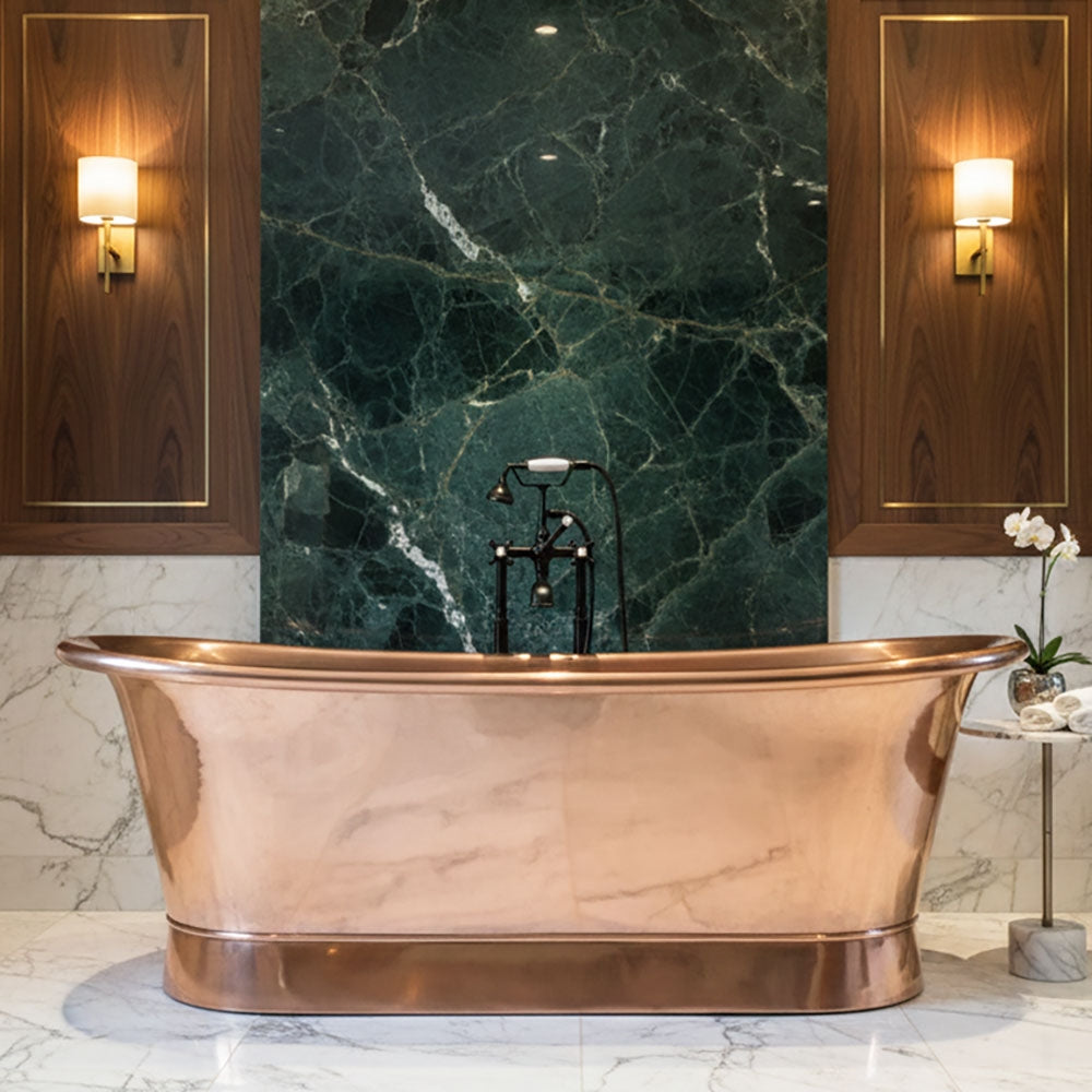 SanSiro Cognac 73PC, 73-inch copper tub with mirror polished finish