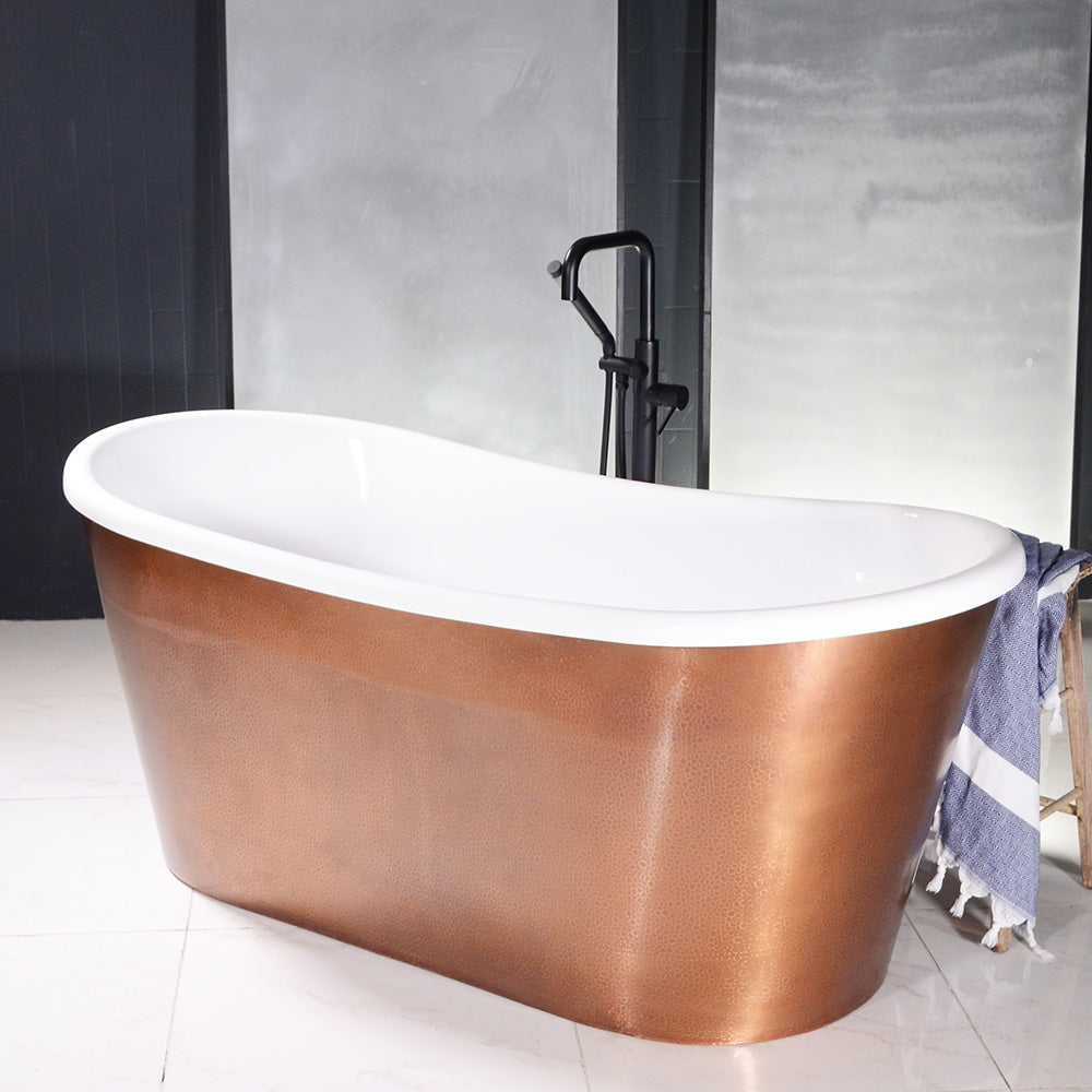 SanSiro Toulon 73HASoak, 73-inch copper tub with hammered finish