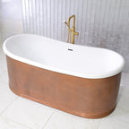 SanSiro Aquitaine 73LASoak, 73-inch copper tub with lightly aged finish