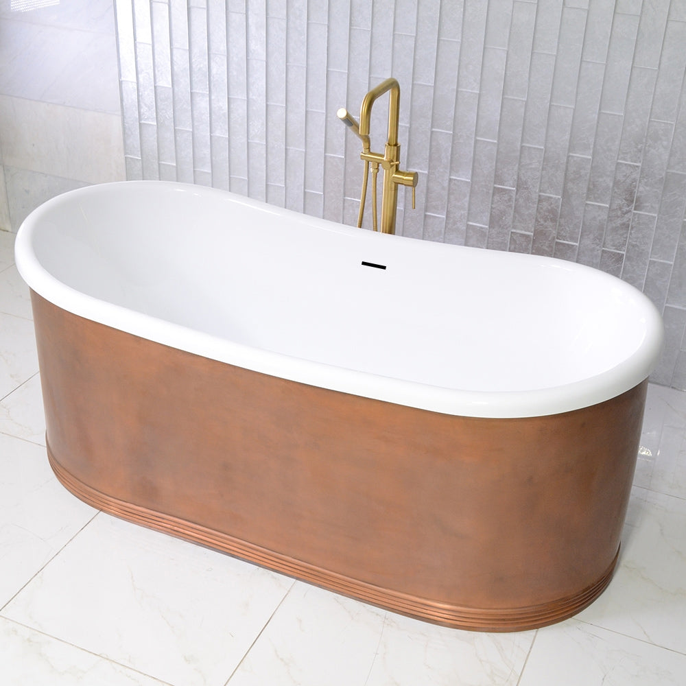 SanSiro Aquitaine 73LASoak, 73-inch copper tub with lightly aged finish