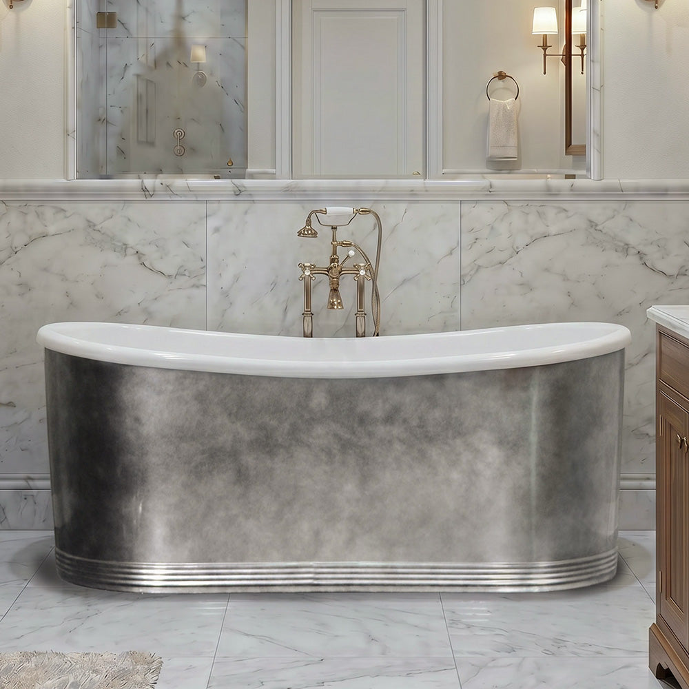 SanSiro Josephine 59ACHRS, 59-inch copper tub with aged chrome finish