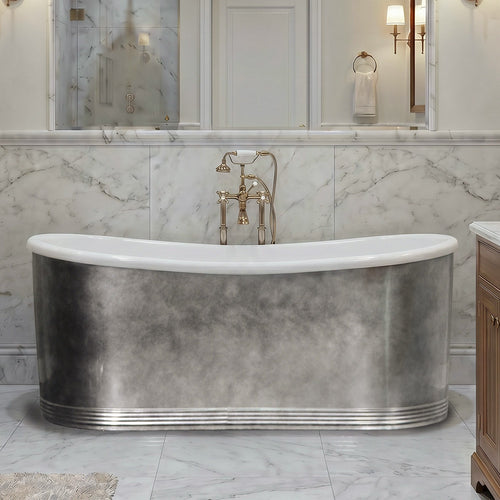 SanSiro Josephine 59ACHRS, 59-inch copper tub with aged chrome finish