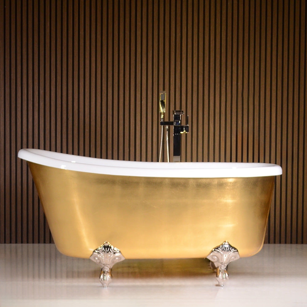 Calypso Athena 54UGLCL, 54-inch clawfoot tub with umber washed gold leaf finish