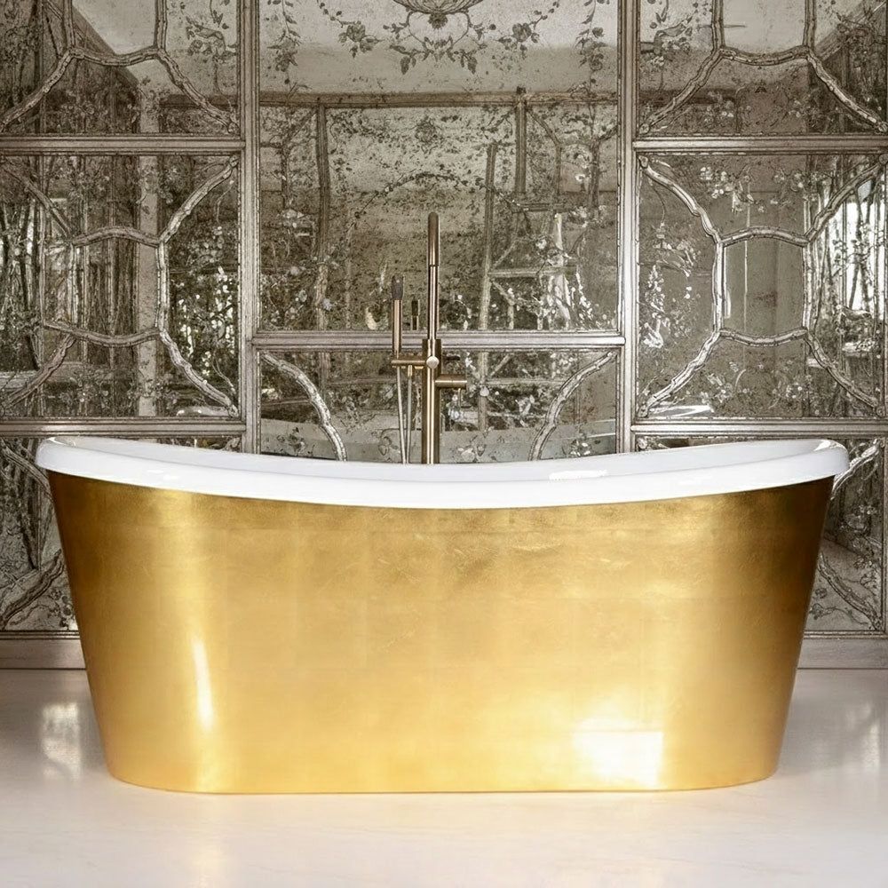 Calypso Pisces 59UGLSK, 59-inch freestanding tub with umber washed gold leaf finish