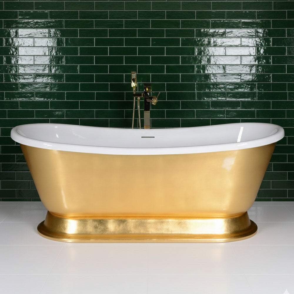 Calypso Aries 59UGLPD, 59-inch pedestal tub with umber washed gold leaf finish
